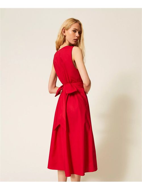 Abito longuette in popeline con cintura logo TWINSET | TT2161/03725